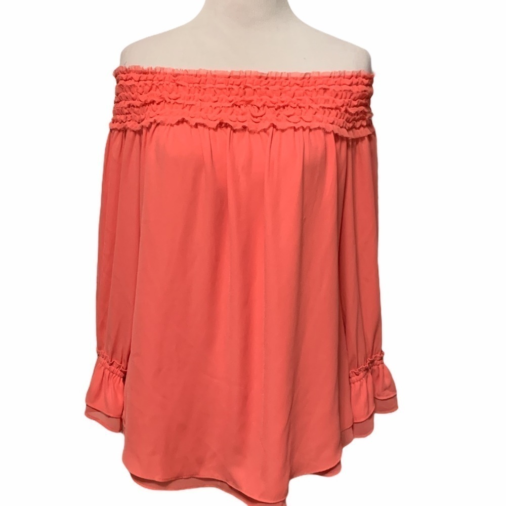 White house black market peach off shoulder top